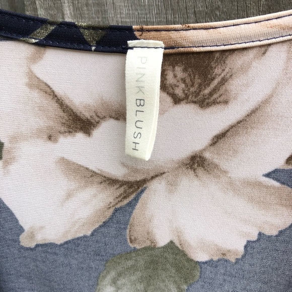 Navy Blue Floral Hi-Low Wrap Dress - Picture 4 of 8